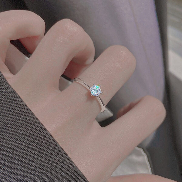 925 Sterling Silver Six-Prong Zirconia Open Ring - Image 2