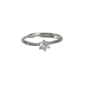 925 Sterling Silver Six-Prong Zirconia Open Ring