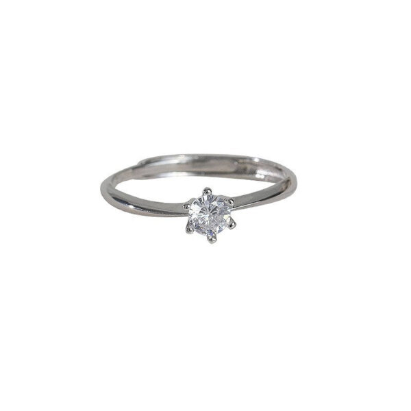 925 Sterling Silver Six-Prong Zirconia Open Ring