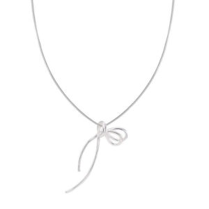 Silver Modern Chinese Knot Bow Necklace for Women