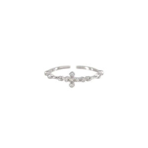 Delicate Cross Zirconia Open Ring