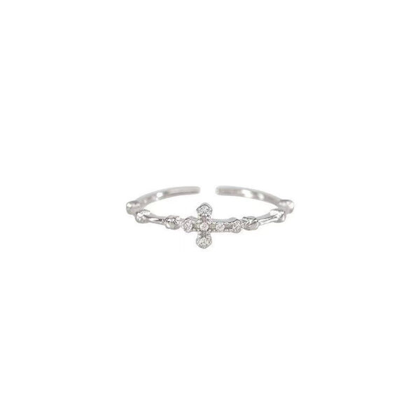 Delicate Cross Zirconia Open Ring